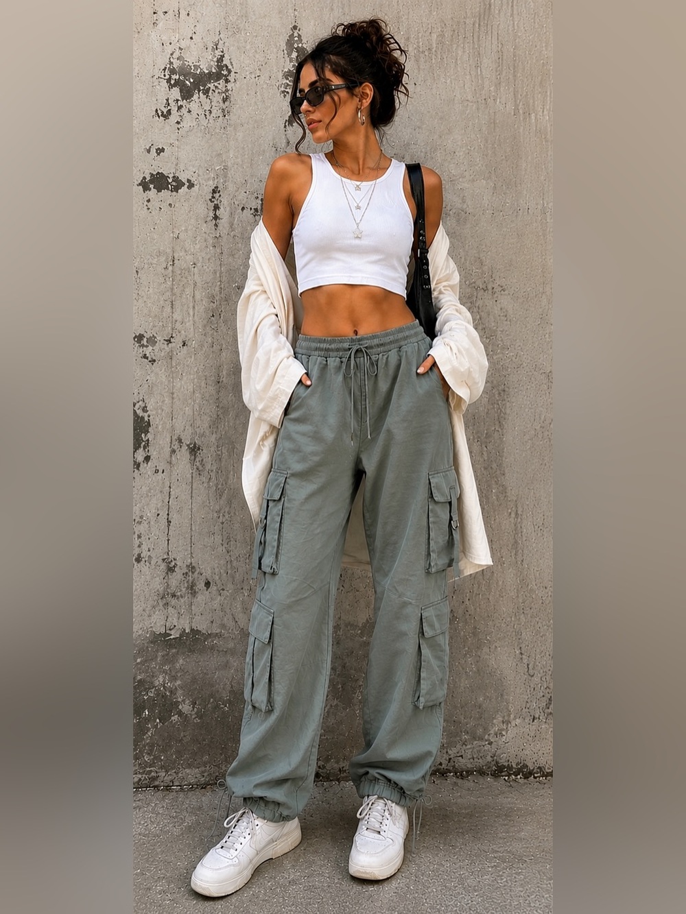 Abercrombie & Fitch Paratrooper Cargo Pants Womens Small Sage Green Y2K Utility
